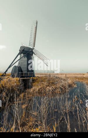 Herringfleet Mill (Walker's Mill), mulino di drenaggio dello stile di mulino per fumatori, Herringfleet, Suffolk, Inghilterra, Regno Unito, Europa Foto Stock