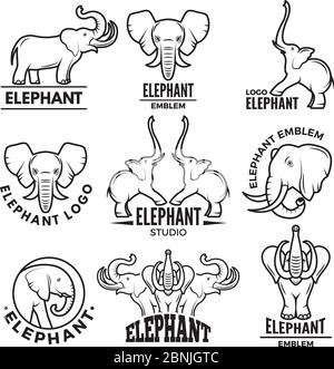 Logo con immagini di elefante africano Illustrazione Vettoriale