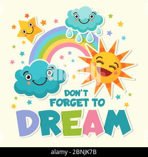 Illustrazioni di sfondo con fumetti divertenti immagini di diverse icone meteo Illustrazione Vettoriale