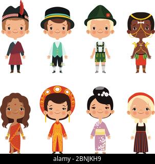Felici i bambini di varie nazionalità Illustrazione Vettoriale