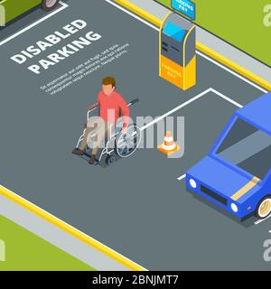 Ingresso per parcheggio urbano per disabili Illustrazione Vettoriale