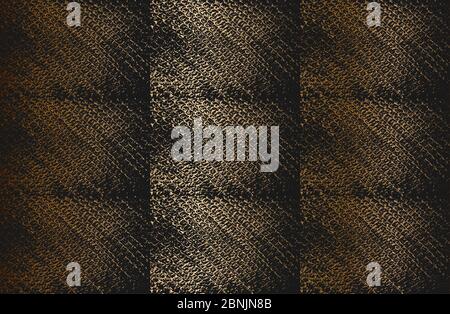 Collage di angoscia d'oro vecchia arrugginita pelata, struttura vettoriale con rete metallica, filo, gabbia, strisce incrociate. Illustrazione EPS8. Illustrazione Vettoriale