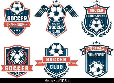 Simbolo vettoriale del tema del calcio. Logo sport Illustrazione Vettoriale