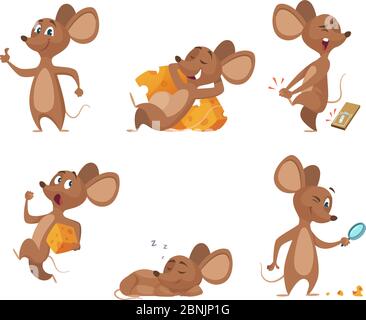 Vari caratteri di mouse in azione pone Illustrazione Vettoriale