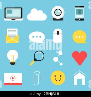 Icone Web insieme di vari simboli per il blogging e la trasmissione Illustrazione Vettoriale
