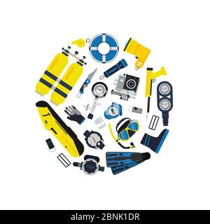 Illustrazione di immersione subacquea vettoriale Illustrazione Vettoriale