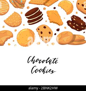 Sfondo vettoriale con scritte e con biscotti cartoni animati Illustrazione Vettoriale