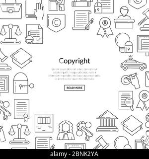 Elementi di copyright stile lineare vettoriale Illustrazione Vettoriale