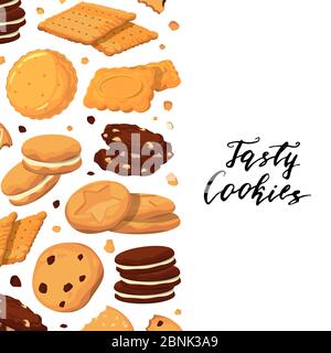 Sfondo vettoriale con scritte e con biscotti cartoni animati Illustrazione Vettoriale