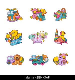 Set vettoriale di pile di giocattoli per bambini Illustrazione Vettoriale