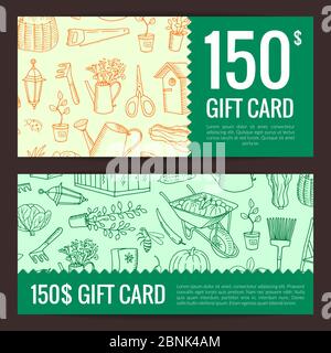 Vettore giardinaggio doodle icone sconto Illustrazione Vettoriale