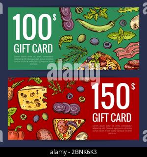 Ristorante Vector pizza o negozio giftcard o modelli di sconto Illustrazione Vettoriale