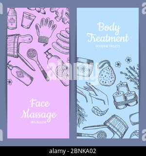 Grafica vettoriale elementi spa disegnati a mano banner Web verticali Illustrazione Vettoriale