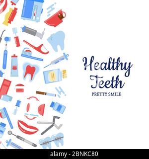 Fondo di igiene dei denti Vector Flat Style Illustrazione Vettoriale