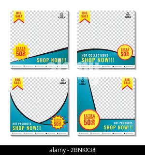 Modello di post social media aziendale modificabile. Banner Web promozionale e vendita elegante. Volantino con tema Tosca Blue Color. Adatto per le vostre aziende Illustrazione Vettoriale