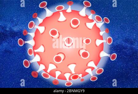 Rappresentazione grafica astratta 3d multicolore di covid 19 Foto Stock