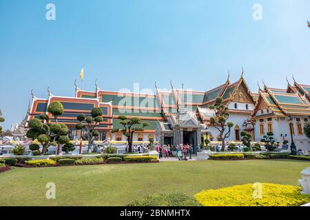 Bangkok / Thailandia - 19 gennaio 2020: Nome di questo tempio buddista ' Wat Phra Kaew ' il tempio nel centro storico di Bangkok Foto Stock