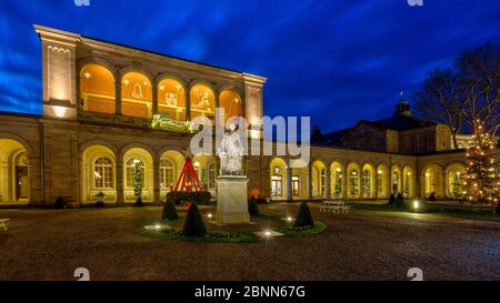 Blue hour, Regentenbau, Bad Kissingen, Franconia, Baviera, Germania, Europa Foto Stock