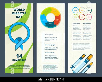 Schede con simboli medici. Modello di disegno di schede con simboli diabetici Illustrazione Vettoriale