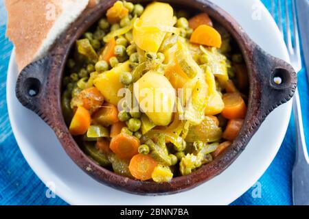 Tajine vegetale, 7 legumi tajine, Marocco Foto Stock