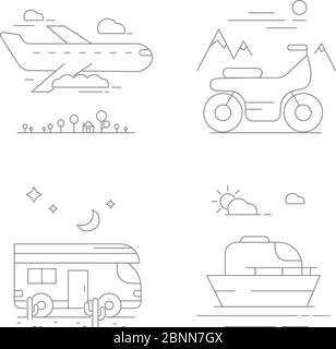 Icone per il trasporto urbano. Composizioni vettoriali con trasporto Illustrazione Vettoriale