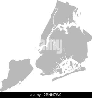 Grafica vettoriale mappa di New york. Sfondo grigio. Perfetto per sfondi, sfondo, concetti aziendali, formazione, poster e sfondi. Illustrazione Vettoriale