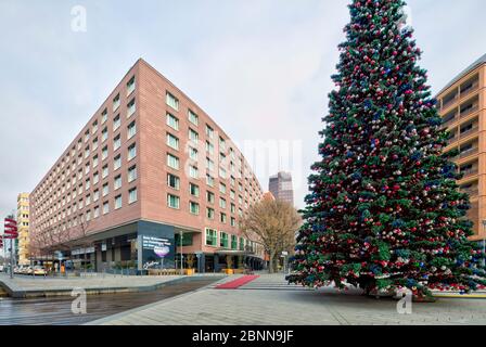 Grand Hyatt, hotel, Marlene-Dietrich-Platz, facciata della casa, architettura, Berlino, Germania Foto Stock