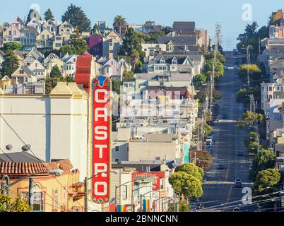 Vista del quartiere di Castro, San Francisco, California, Stati Uniti Foto Stock