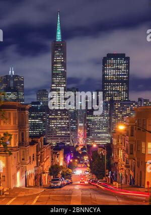 Vista del quartiere finanziario, San Francisco, California, Stati Uniti Foto Stock