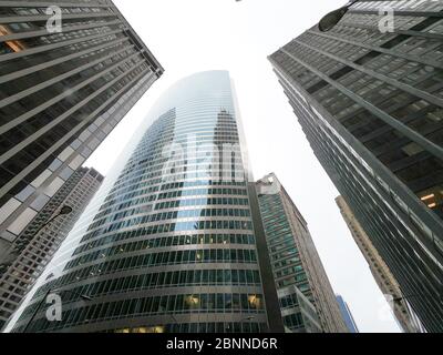 Vista dall'alto dei grattacieli di chicago e degli alti edifici degli uffici. Mostra vari stili architettonici. Illinois stati uniti. Foto Stock