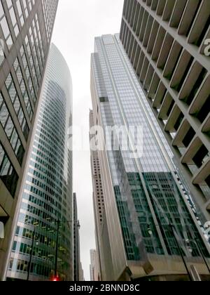 Vista dall'alto dei grattacieli di chicago e degli alti edifici degli uffici. Mostra vari stili architettonici. Illinois stati uniti. Foto Stock