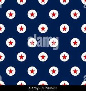 Moderno festivo stella geometrica senza cuciture motivo sfondo vettoriale. Colore della bandiera americana. Illustrazione Vettoriale