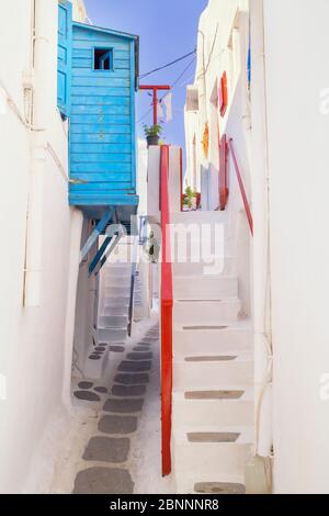 La città di Mykonos, Mykonos, Cicladi, Grecia Foto Stock