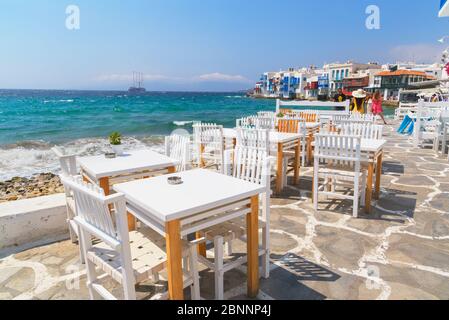 Piccola Venezia, Mykonos, Mykonos, Cicladi, Grecia Foto Stock