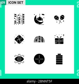 9 icone creative segni e simboli moderni di auto, freccia, preghiera, lavoro di squadra, puzzle elementi editabili di disegno vettoriale Illustrazione Vettoriale
