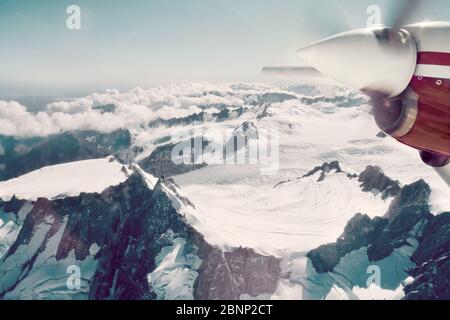 Sorvola il ghiacciaio Franz Josef, New Zeland Foto Stock