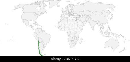 Il Cile ha evidenziato verde sulla mappa mondiale politico . Sfondo grigio chiaro. America del Sud. Perfetto per sfondi, concetti aziendali, sfondo, banner, l Illustrazione Vettoriale