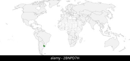 L'Uruguay ha evidenziato la mappa politica mondiale. Sfondo grigio chiaro. America del Sud. Perfetto per sfondi, concetti aziendali, sfondo, banner, etichetta, st Illustrazione Vettoriale
