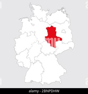 Bassa sassonia ha evidenziato la mappa della provincia tedesca. Sfondo grigio. Mappa politica tedesca. Illustrazione Vettoriale