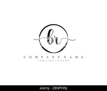 BR Firma stile monogramma.Calligraphic Lettering icona vettore Illustrazione Vettoriale