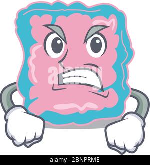 Un'immagine cartoon dell'intestino che mostra un volto arrabbiato Illustrazione Vettoriale