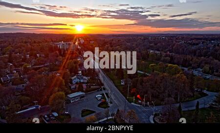 London Ontario Aerial Sunset, Byron Commissioners Rd West Foto Stock