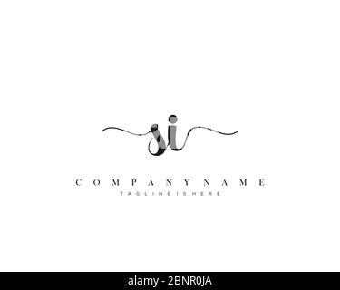 SI vettore iniziale del logo di scrittura a mano. Illustrazione Vettoriale