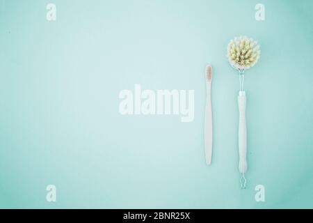 Eco spazzola consumo sostenibile cura del corpo sisal riciclare bambù Foto Stock