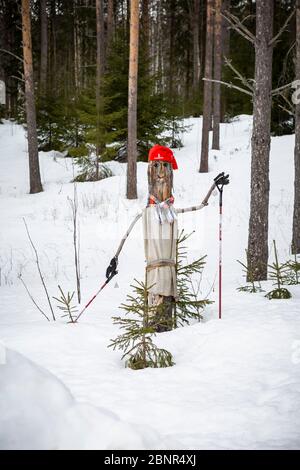 Sci di fondo in legno nella neve, Vasaloppet Foto Stock