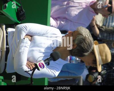 Marija Cicak sedia croata da tennis umpire all'Edgbaston Priory Club, Birmingham, Inghilterra, UK per le finali del trimestre femminile il 22 giugno 2018 Foto Stock