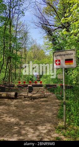 Frontiere chiuse per Germania e Francia durante la chiusura di Corona a Basilea, Svizzera Foto Stock