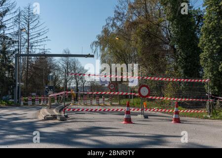 Frontiere chiuse per Germania e Francia durante la chiusura di Corona a Basilea, Svizzera Foto Stock