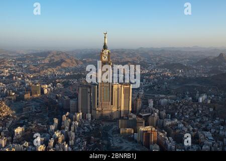 Abraj al Bait, Arabia Saudita, Torre dell'Orologio reale di Makkah (Vista reale) Foto Stock