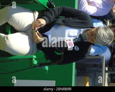 Marija Cicak sedia croata da tennis umpire all'Edgbaston Priory Club, Birmingham, Inghilterra, UK per le finali del trimestre femminile il 22 giugno 2018 Foto Stock